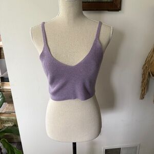 LISA TODD Pillow Talk Purple Fleck Crop Top S Cashmere